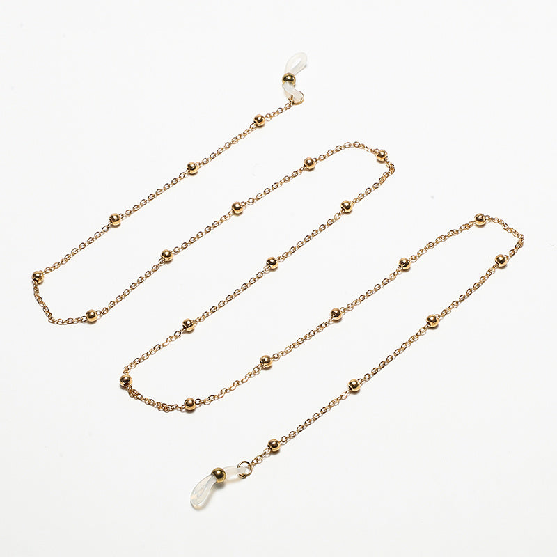 Faux Pearl Decor Glasses Chain Anti Slip Metal Lanyard Stylish Eyewear Retainer