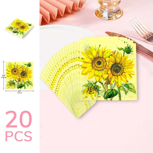 20pcs Sunflower Colorful Napkin Set for Party & Home Kitchen Decoration