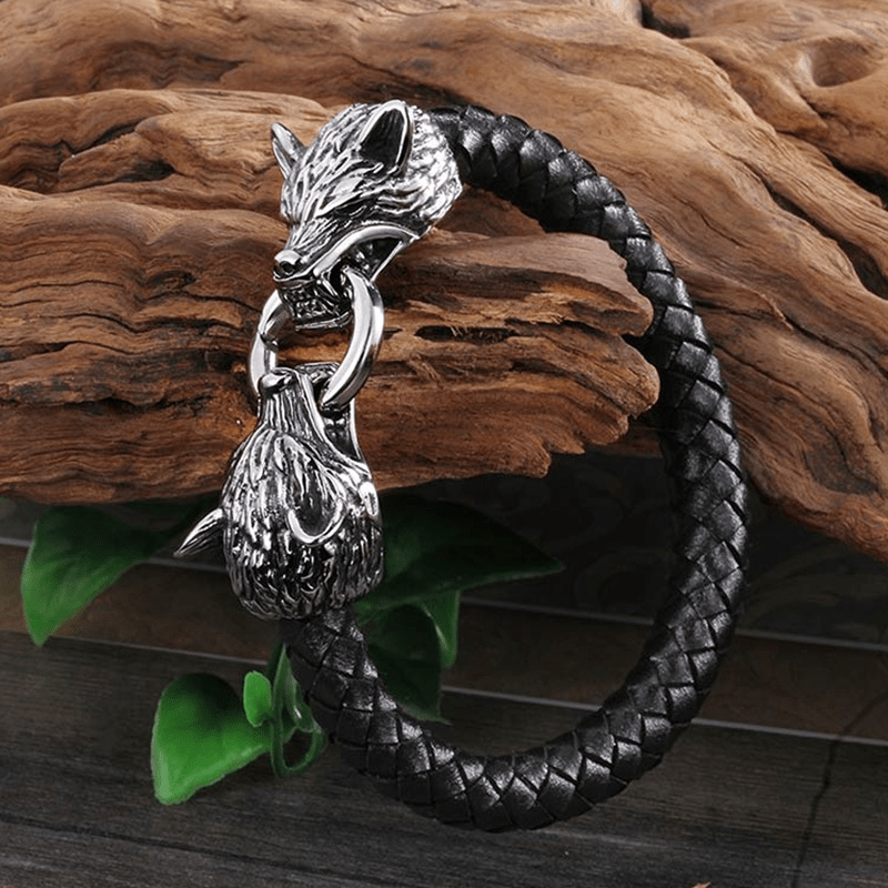 Viking Leather Rope Bracelet Hip Hop Men Jewelry