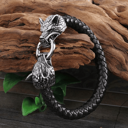 Viking Leather Rope Bracelet Hip Hop Men Jewelry