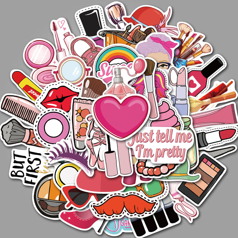 50pcs Waterproof Girls Cosmetics Stickers