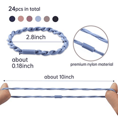 24pcs Solid Hair Elastics Stretchy Rubber Bands Bracelet Ponytail Holder