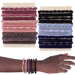 24pcs Solid Hair Elastics Stretchy Rubber Bands Bracelet Ponytail Holder