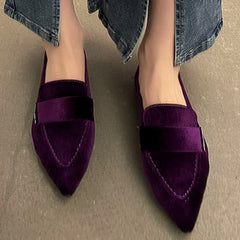 Women's Pointed Toe Flat Loafers Slip On Shoes