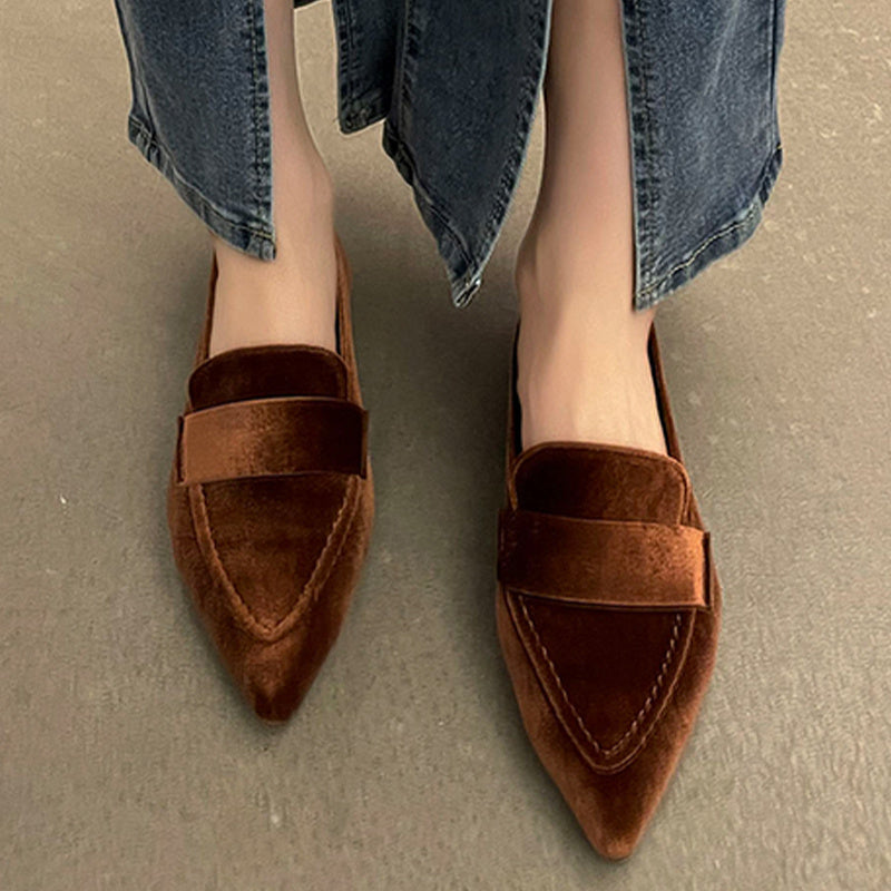 Women's Pointed Toe Flat Loafers Slip On Shoes