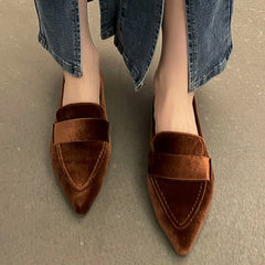 Women's Pointed Toe Flat Loafers Slip On Shoes