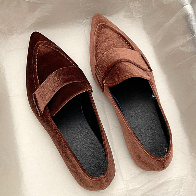 Women's Pointed Toe Flat Loafers Slip On Shoes
