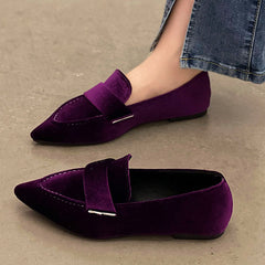 Women's Pointed Toe Flat Loafers Slip On Shoes