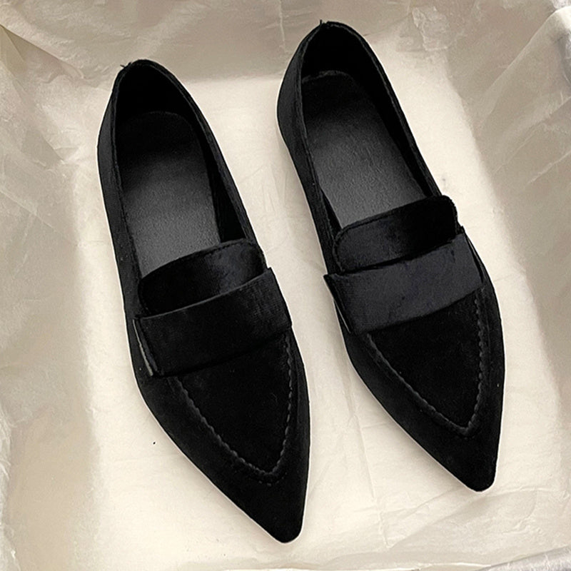 Women's Pointed Toe Flat Loafers Slip On Shoes