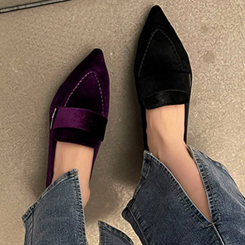 Women's Pointed Toe Flat Loafers Slip On Shoes