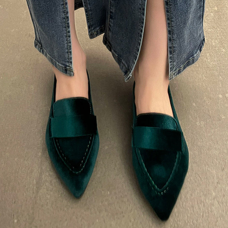 Women's Pointed Toe Flat Loafers Slip On Shoes
