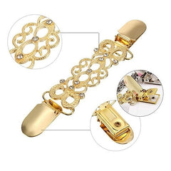 Vintage Sweater Shawl Clip Metal Brooch Flower Pattern Dress Cardigan