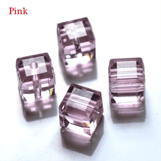 100PCS 4mm Cube Crystal Glass Loose Beads Austrian Crystal Faceted Spacer Beads