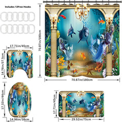 Colorful Sea Life Shower Curtain Bathroom Set