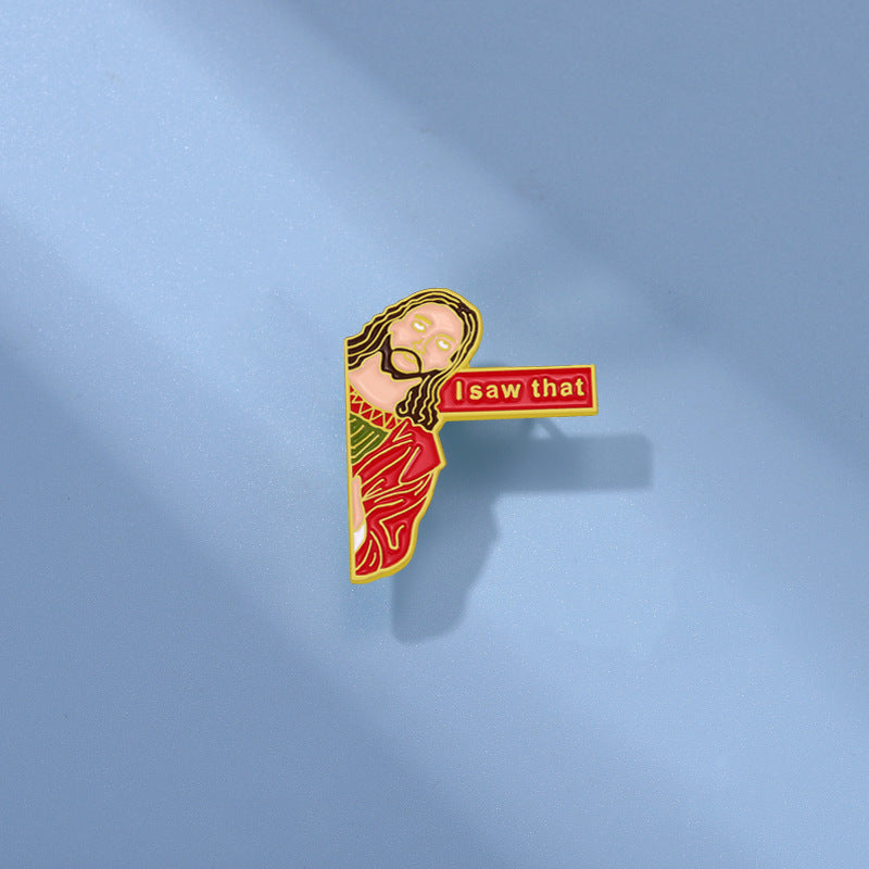 Jesus Cartoon Character Head Pin