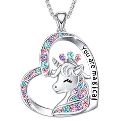 Girl Magical Lucky Unicorn Necklace Earrings Set Kids Accessories