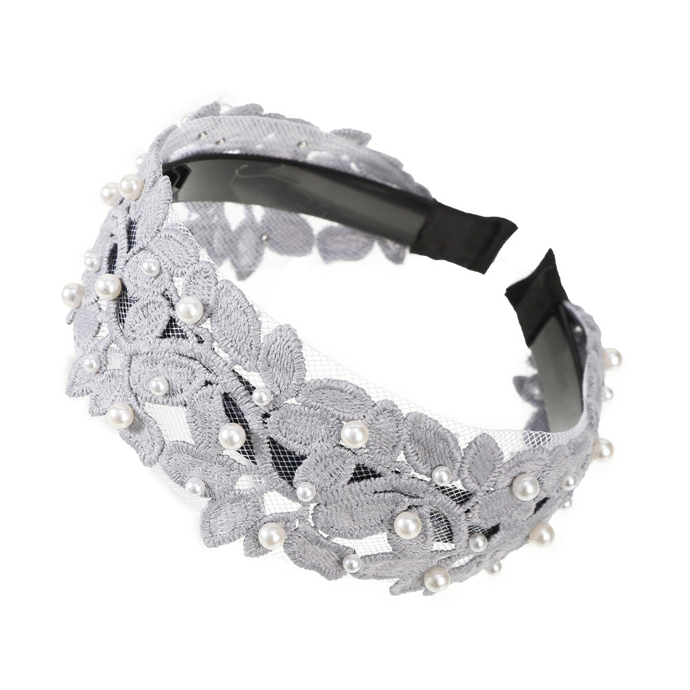 Faux Pearl Leaf Lace Headband Hair Hoop Hair Accessories Women Girls