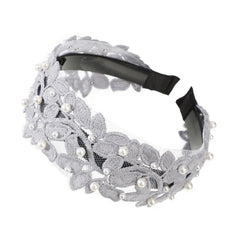 Faux Pearl Leaf Lace Headband Hair Hoop Hair Accessories Women Girls