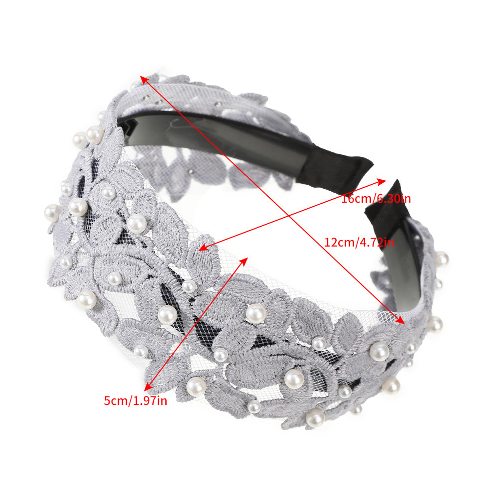 Faux Pearl Leaf Lace Headband Hair Hoop Hair Accessories Women Girls