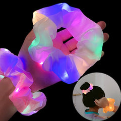 Glow in the Dark LED Hair Scrunchy Ponytail Holder