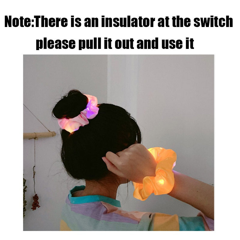 Glow in the Dark LED Hair Scrunchy Ponytail Holder