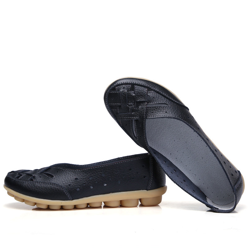Women's Cross Strap Flat Loafers Hollow Out Slip On Shoes