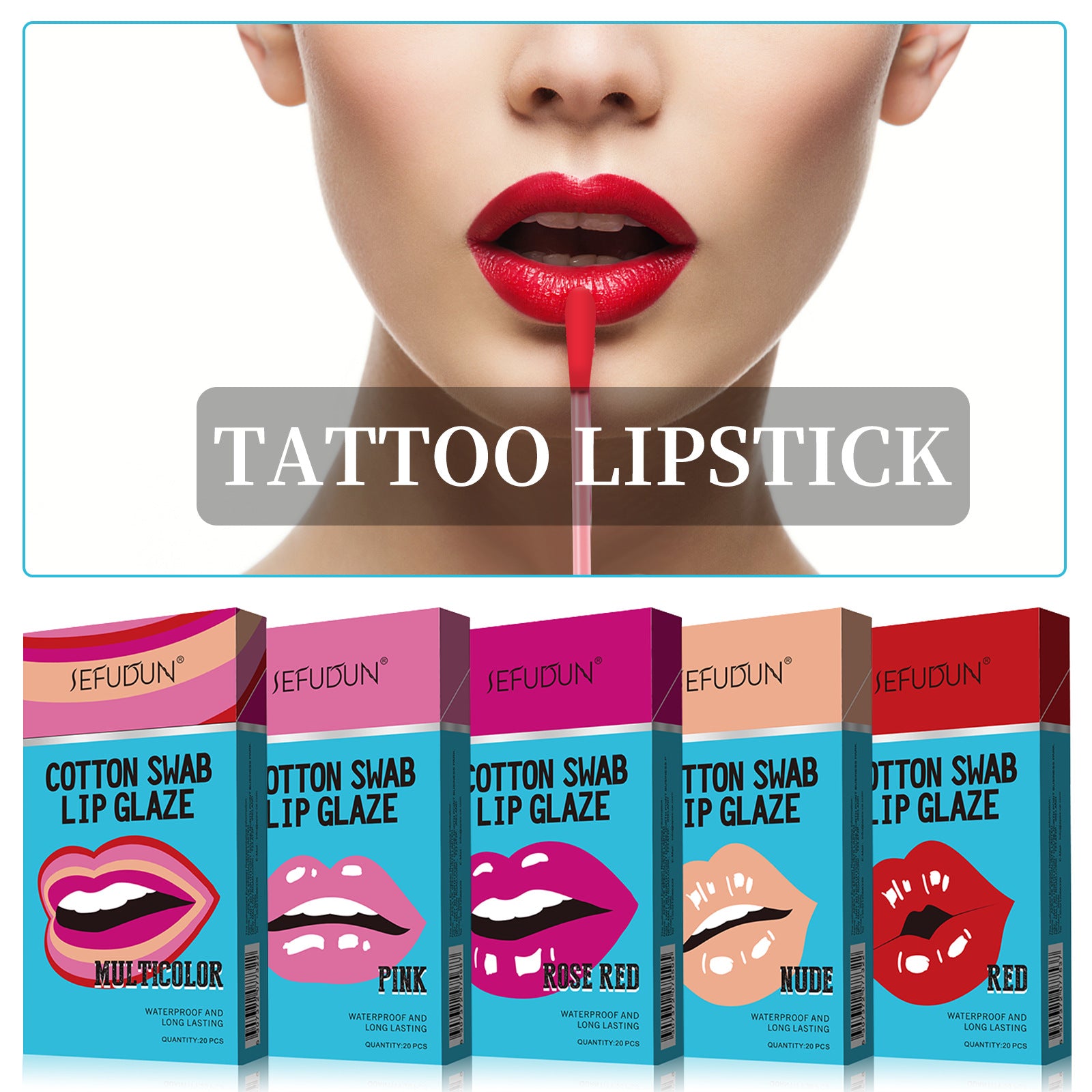 Tattoo Lipstick 20PCS Long Lasting Waterproof Lip Tint