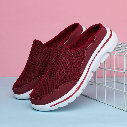 Women's Mesh Flat Mules Closed Toe Breathable Non Slip Slide Shoes