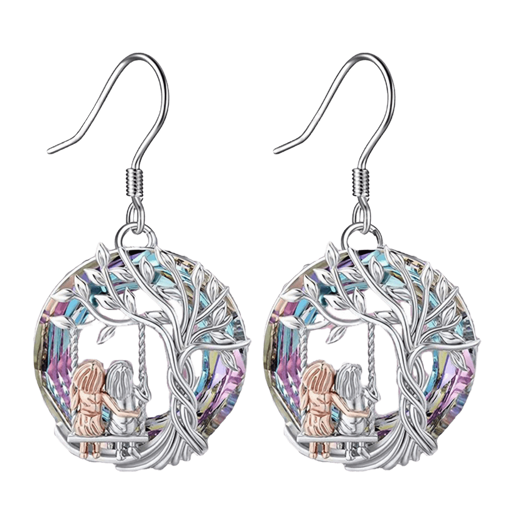 Tree Of Life Sister Partner Dangle Earring For Women BFF Charm Jewelry