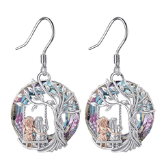 Tree Of Life Sister Partner Dangle Earring For Women BFF Charm Jewelry