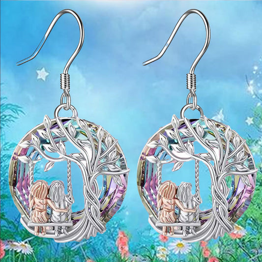 Tree Of Life Sister Partner Dangle Earring For Women BFF Charm Jewelry