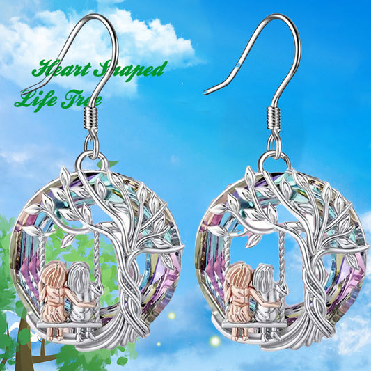 Tree Of Life Sister Partner Dangle Earring For Women BFF Charm Jewelry