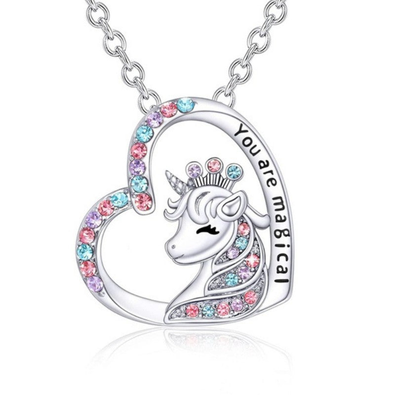 Unicorn Heart Pendant Set for Girls