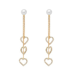 Heart Shaped Pearl Tassel Earrings Lucky Party Jewelry