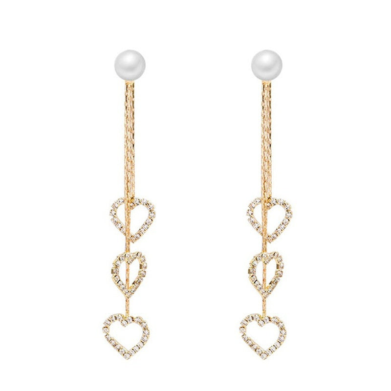 Heart Shaped Pearl Tassel Earrings Lucky Party Jewelry