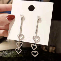Heart Shaped Pearl Tassel Earrings Lucky Party Jewelry