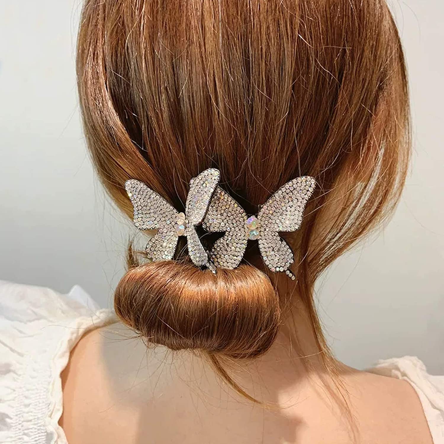 Rhinestone Butterfly Hair Bun Maker Hair Accessory