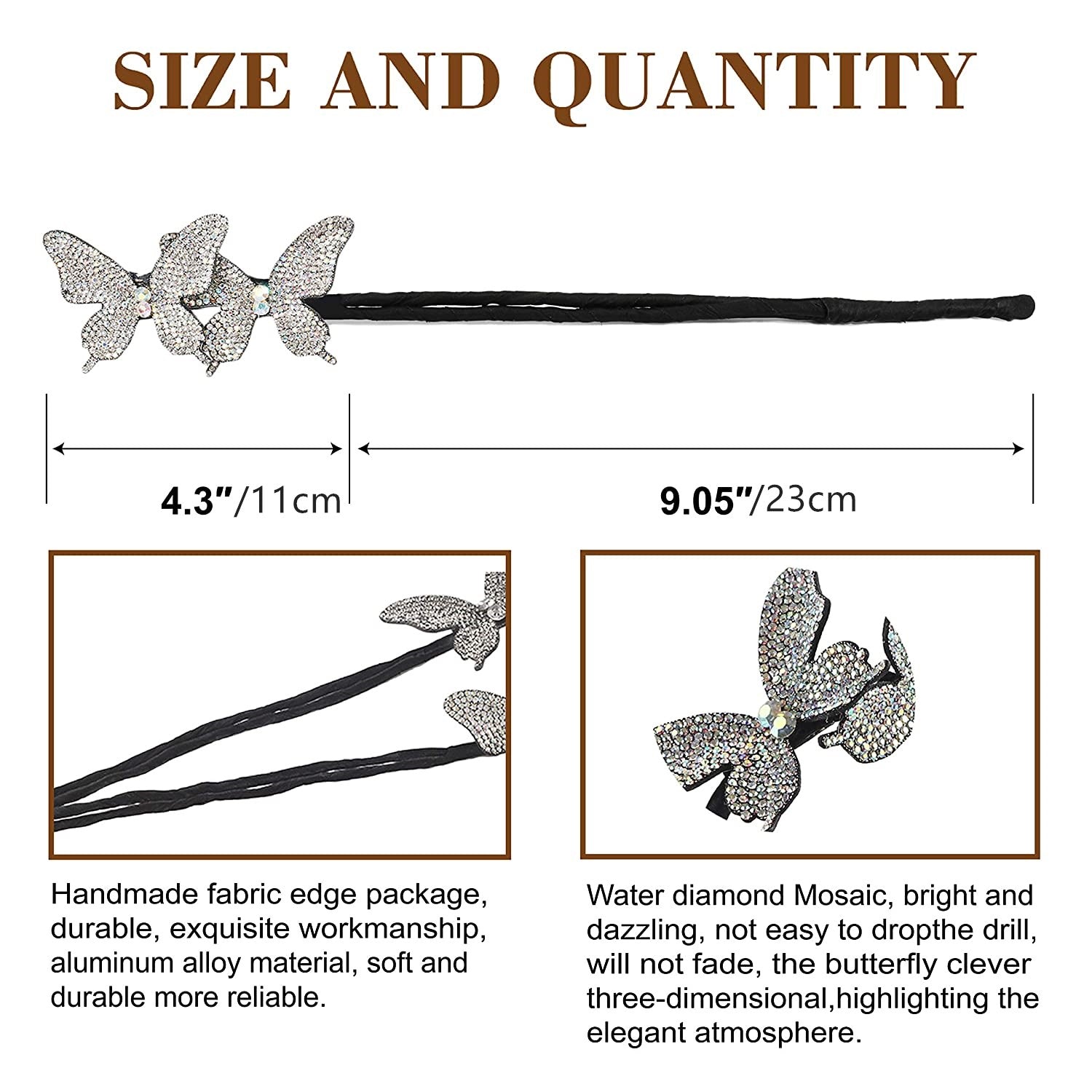 Rhinestone Butterfly Hair Bun Maker Hair Accessory