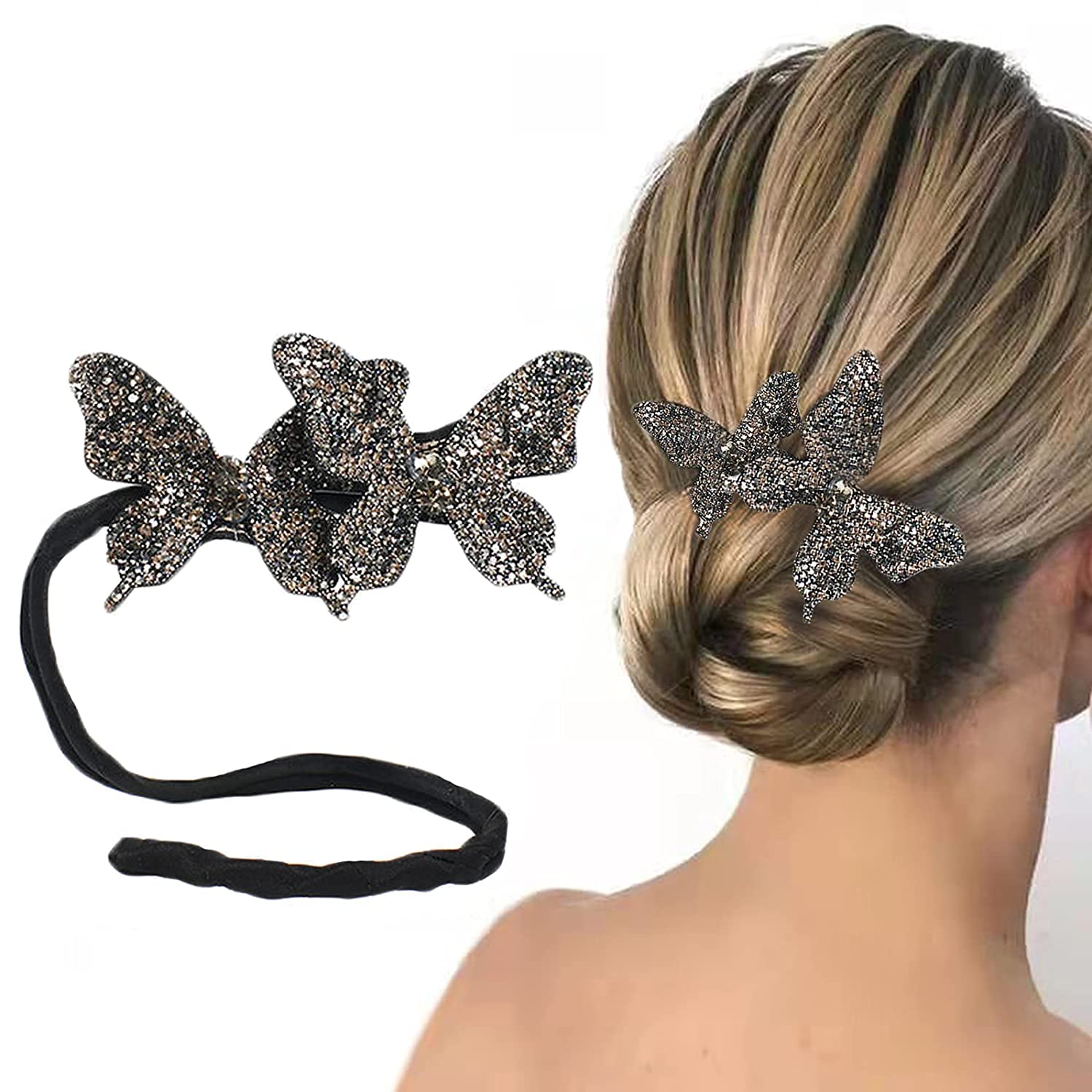 Rhinestone Butterfly Hair Bun Maker Hair Accessory