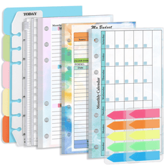 82pcs A6 Budget Page Replacement Core 6 Hole Loose leaf Weekly Monthly Plan