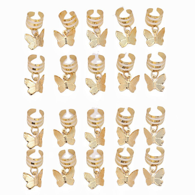 20pcs Butterfly Dreadlock Beads Rings Hair Styling Tool