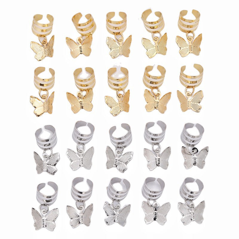 20pcs Butterfly Dreadlock Beads Rings Hair Styling Tool
