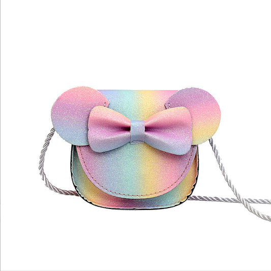 Girls Casual Colorful Bow Mouse Shaped Bag PU Shoulder Bag