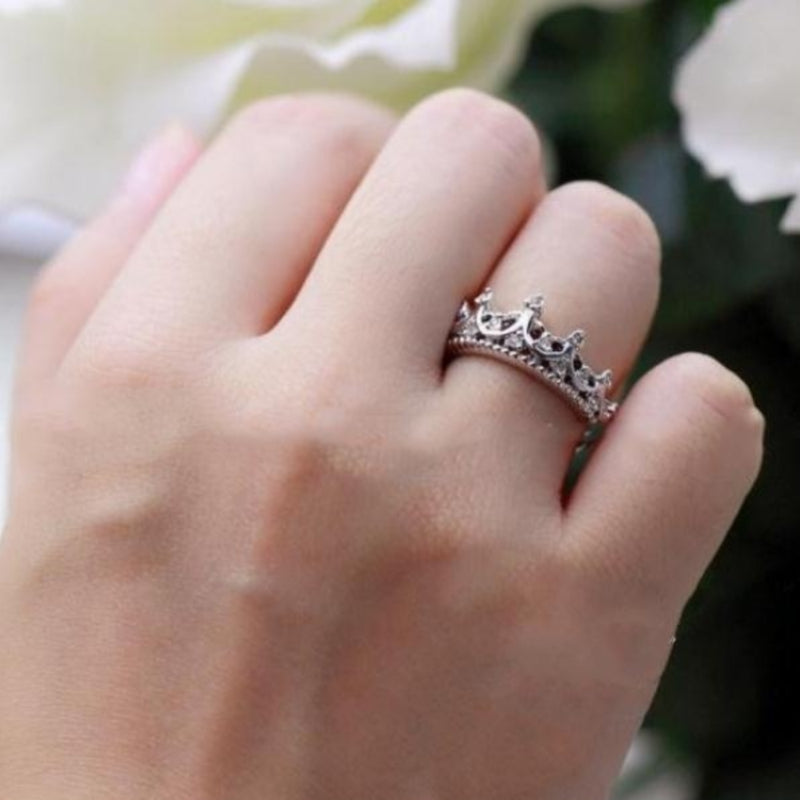 Queen Crown Zircon Ring Wedding Engagement Gift For Women Girls