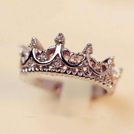 Queen Crown Zircon Ring Wedding Engagement Gift For Women Girls