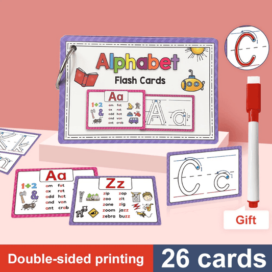 Alphabet Phonics CVC Words Learn Flash Cards With Reusable Pen Educational Toys