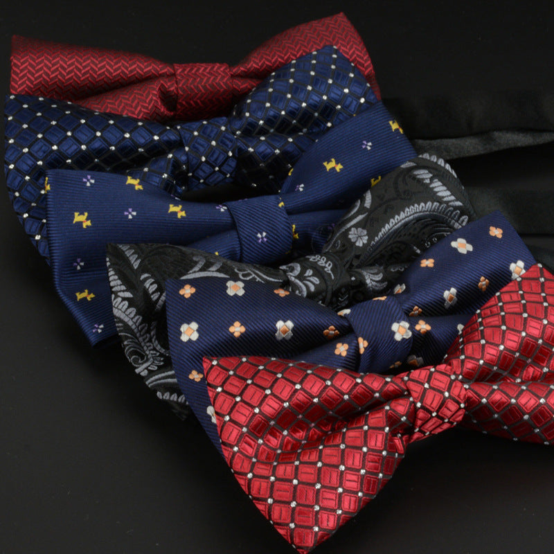 Men's British Striped Bow Tie - Casual Single Layer Bow Tie