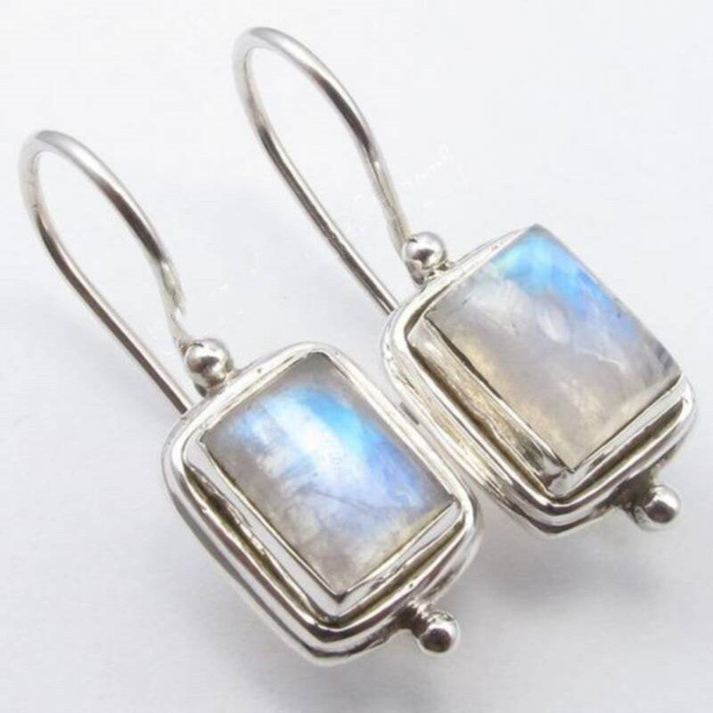Moonstone Sapphire Drop Earrings Bridal Jewelry