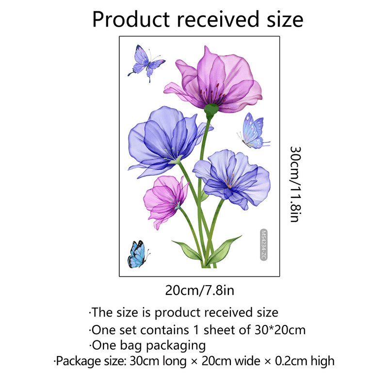 Floral Butterfly Wall Sticker for Bathroom and Garden Decoration