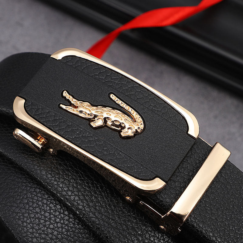 Men's Leather Belt Automatic Buckle Casual Business